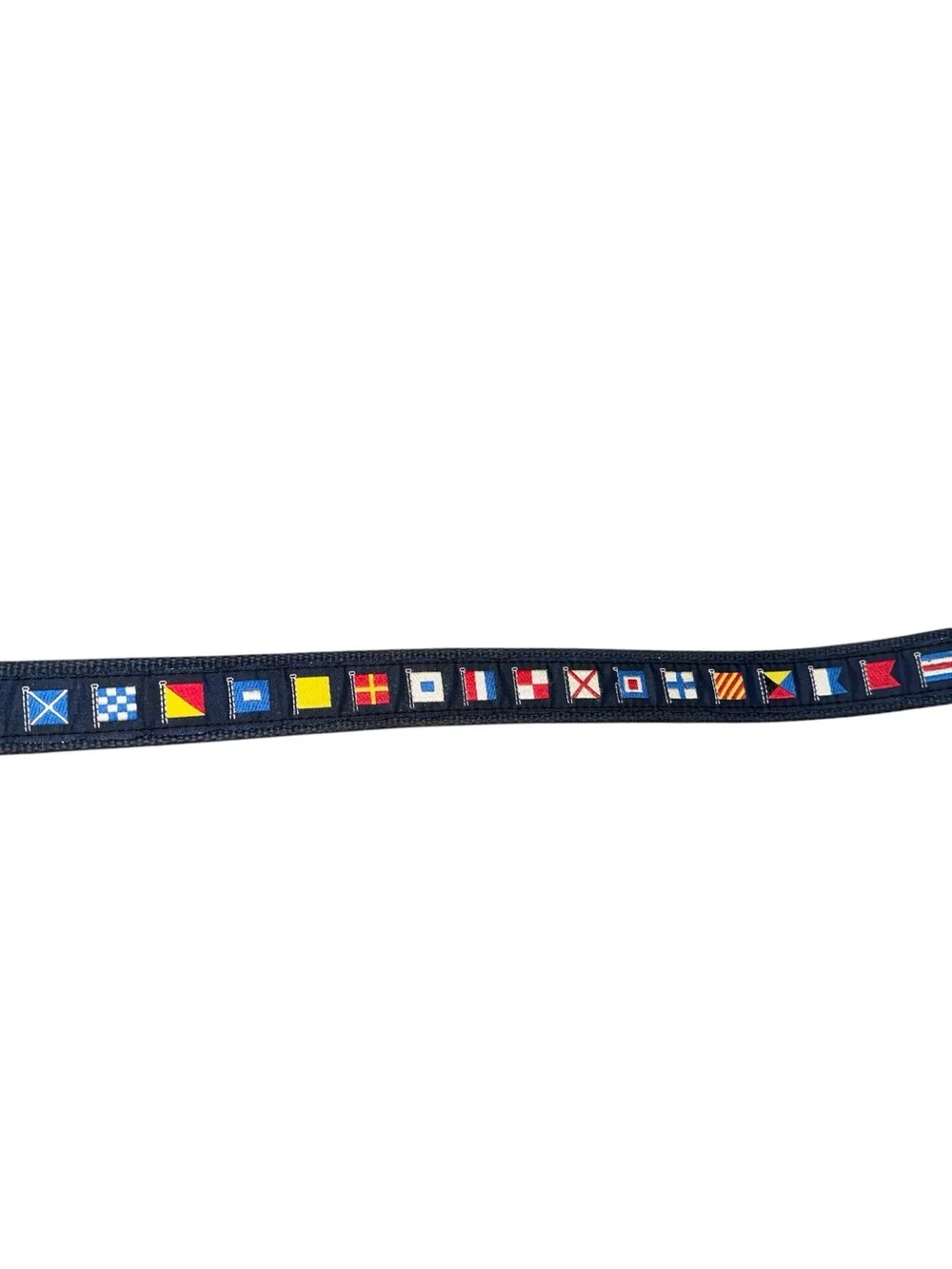 Vintage J Press Men's Navy Flag Leather Woven Belt with Brown Leather Accents 38